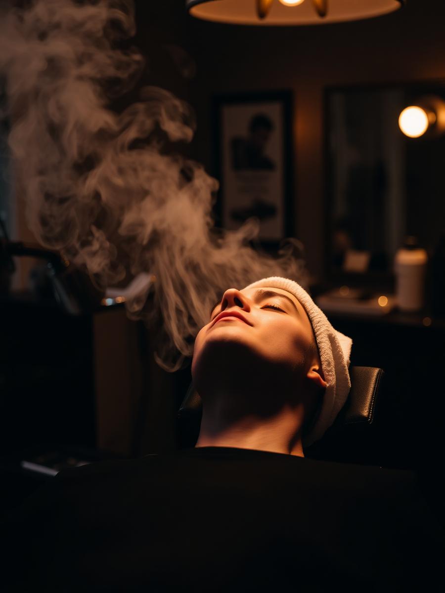 Dampf-Hautpflege im Barbershop