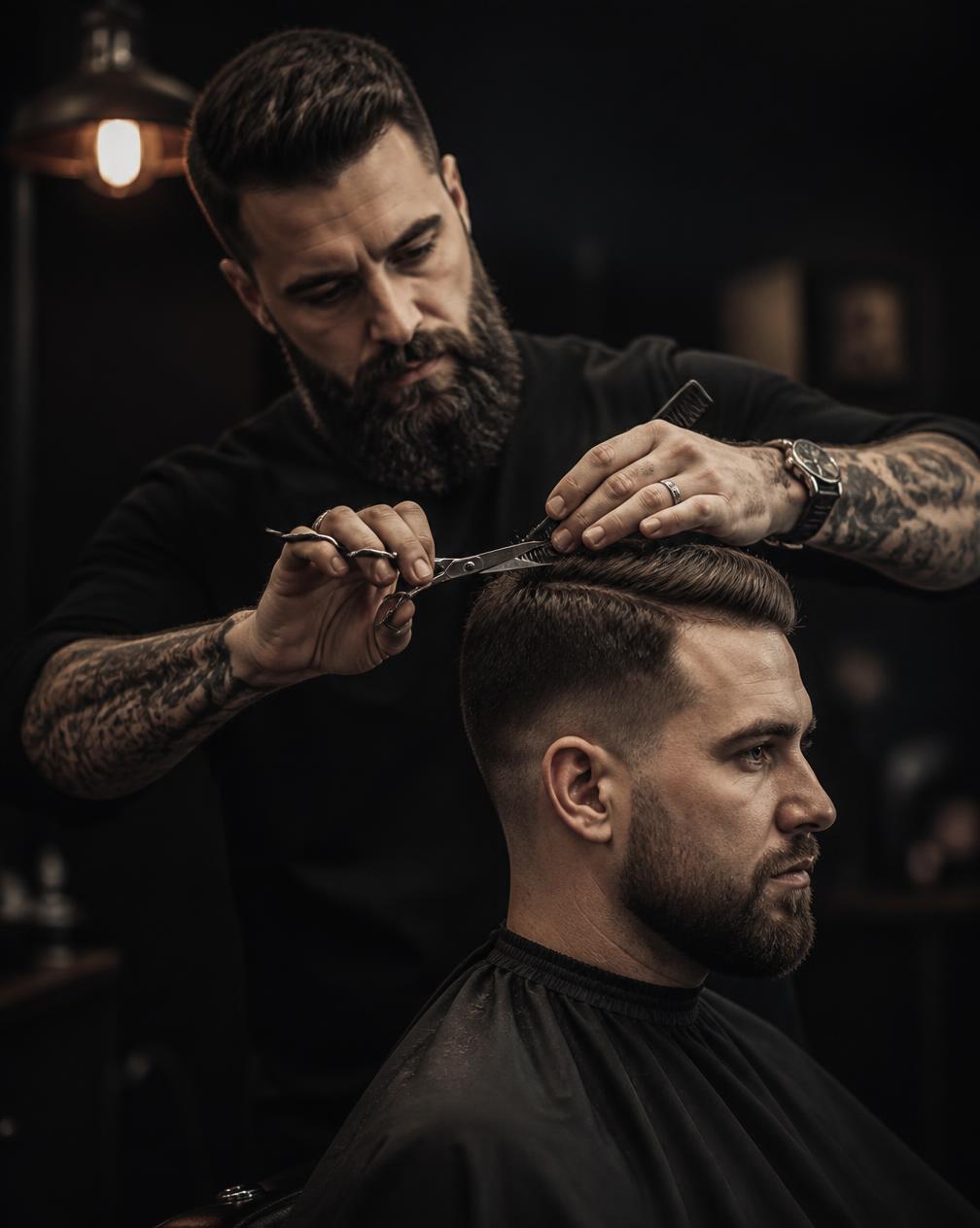 Barber bei der Arbeit im Salon Elegant House